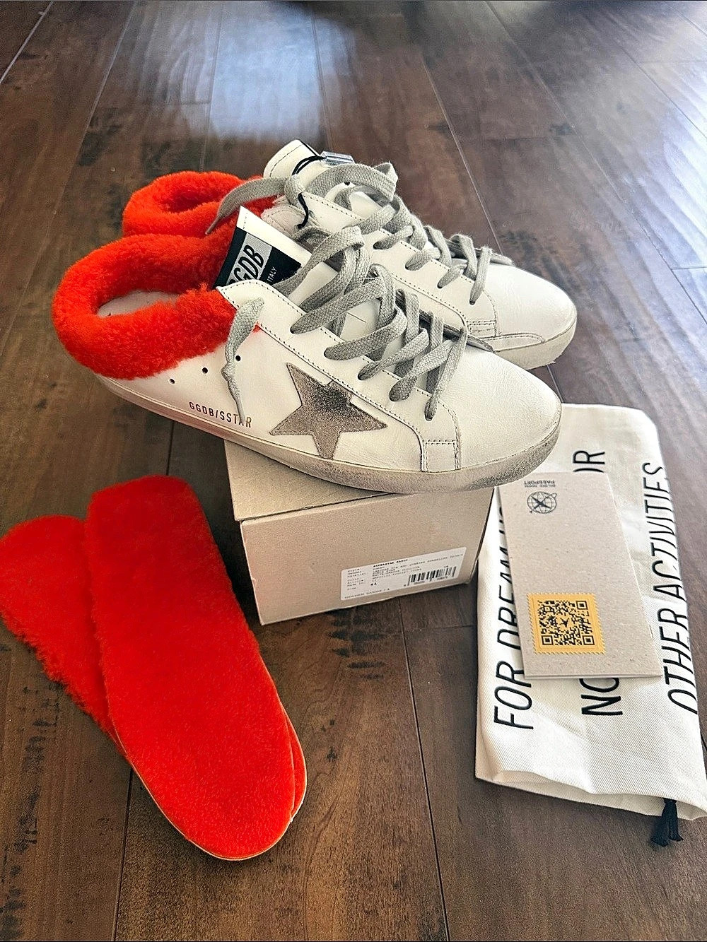 Golden Goose Super-Star Sabot Sneakers White & Orange EU 41 NWT